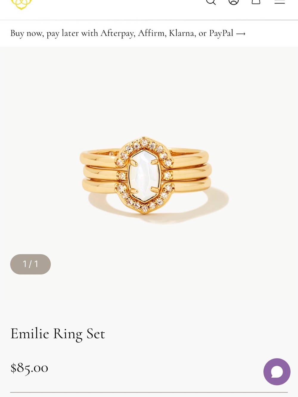 Kendra Scott Gold Mother of Pearl Halo Stackable Ring - Women's Jewelry - Picture 5 of 5